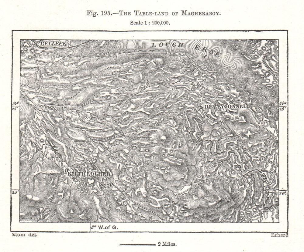 The Table-land of Magheraboy. Loch Erne. Ulster. Sketch map 1885 old